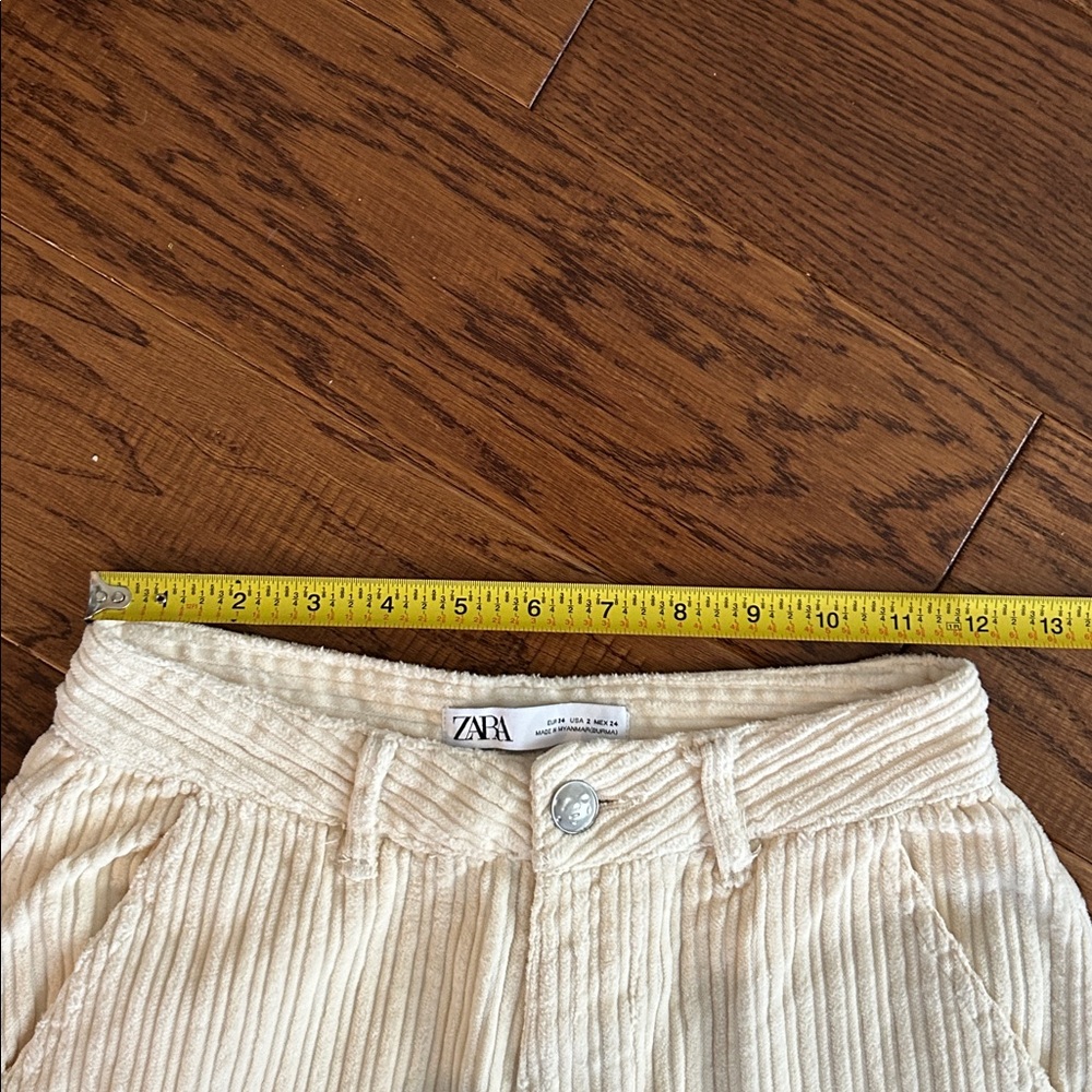 Zara Cream Wide-Leg Textured Trousers - Picture 9 of 9